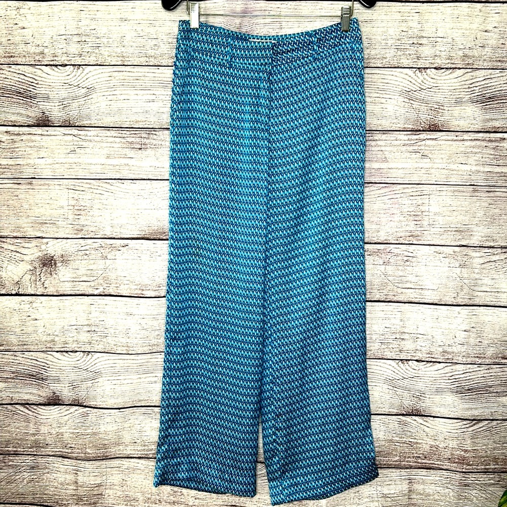 MANGO MNG Blue Satin Wide leg relaxed fit Size M